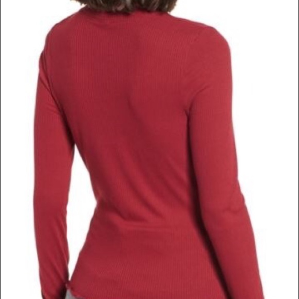 BP. Slim Rib Long Sleeve Tee Red Rumba - Picture 2 of 4